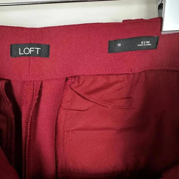 Ann Taylor LOFT Burgundy Slim Dress Pant Straight Ankle SIZE 10 - Picture 4 of 7